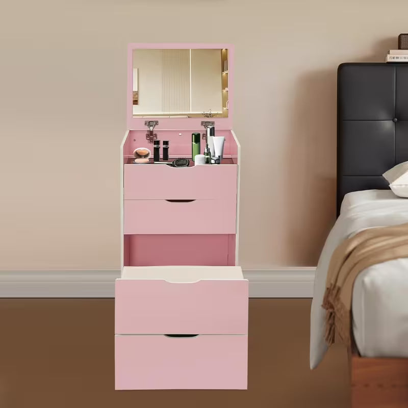 Toeletta 3-in-1 Salvaspazio con Specchio LED a Ribalta