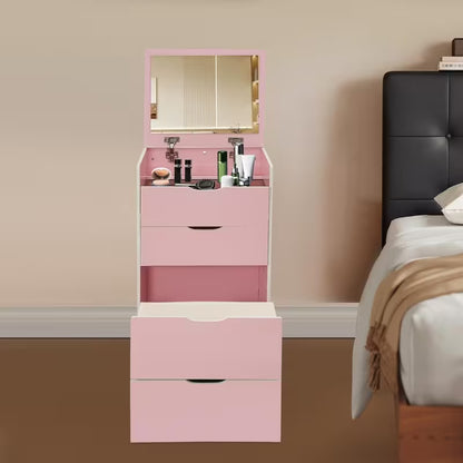 Toeletta 3-in-1 Salvaspazio con Specchio LED a Ribalta