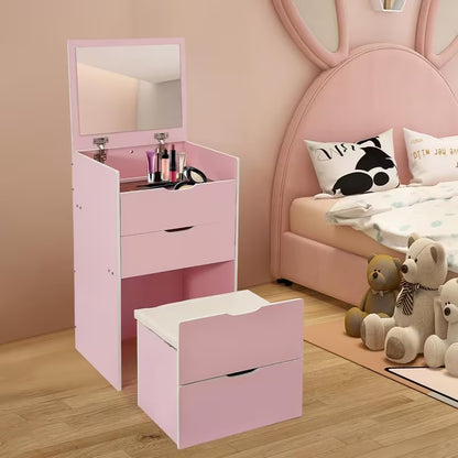 Toeletta 3-in-1 Salvaspazio con Specchio LED a Ribalta