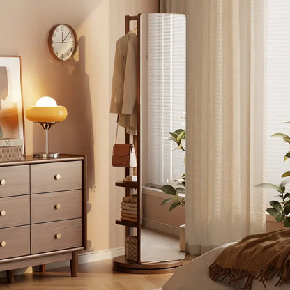 D✨ Specchio da Terra in Legno Massiccio – Girevole con Appendiabiti! 🪞