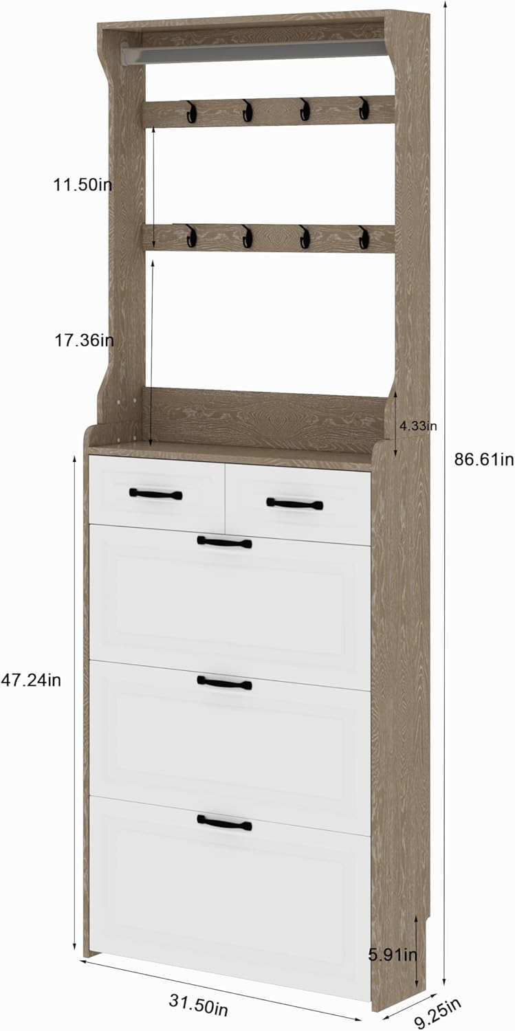 Moderno mobile porta scarpe con 3 cassetti ribaltabili