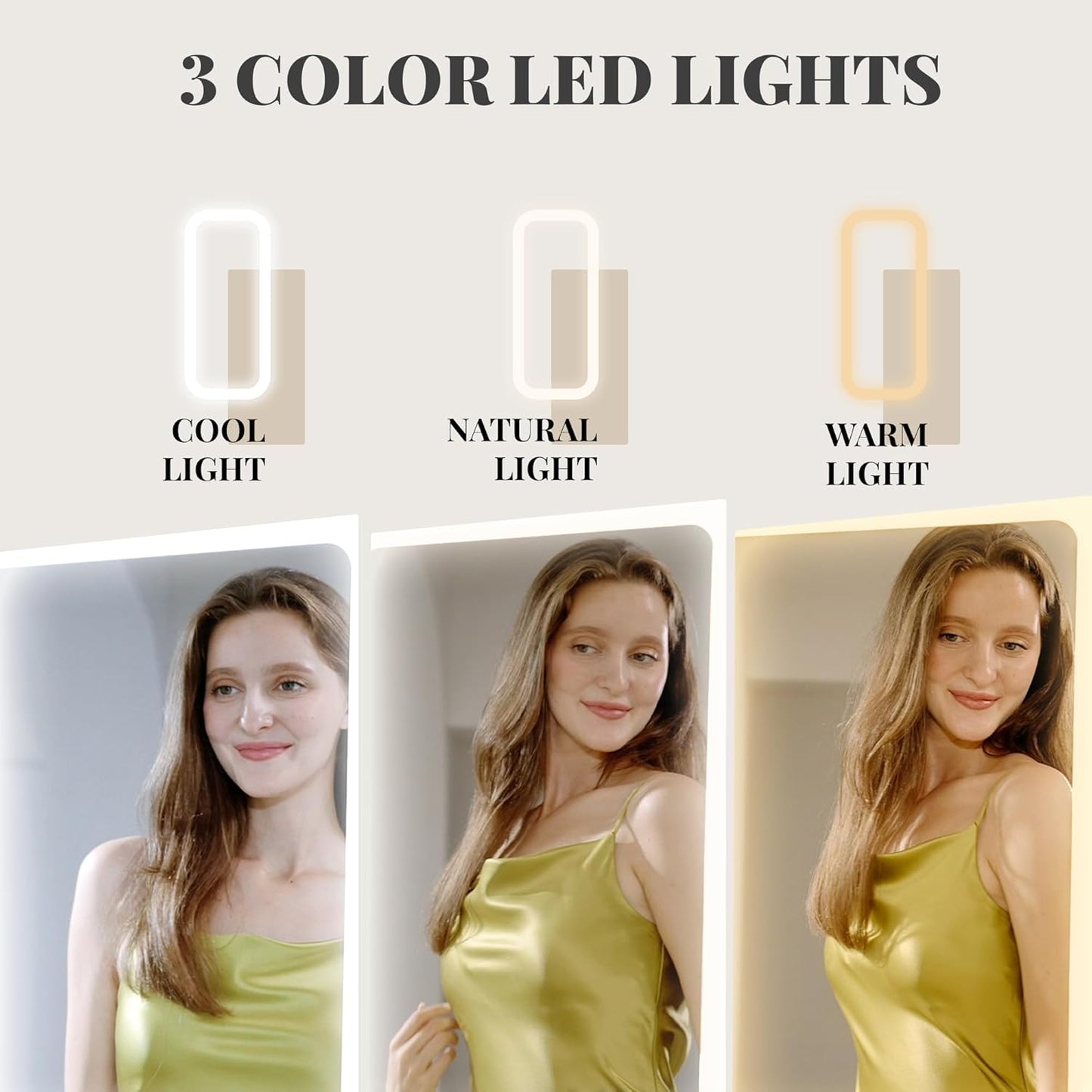 DArmadio portagioie con specchio a figura intera e luci LED regolabili