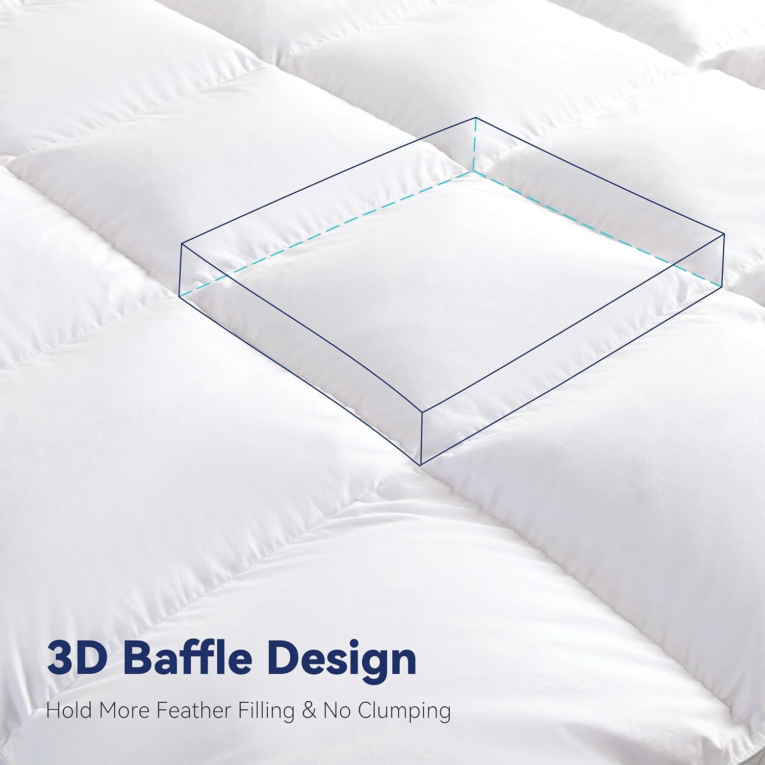 3 Inch White Goose Feather Mattress Topper,Queen Feather Bed Topper,Mattress Cover with Straps,Ultra Soft Pillowtop,100% Cotton Fabric(60”x80”)