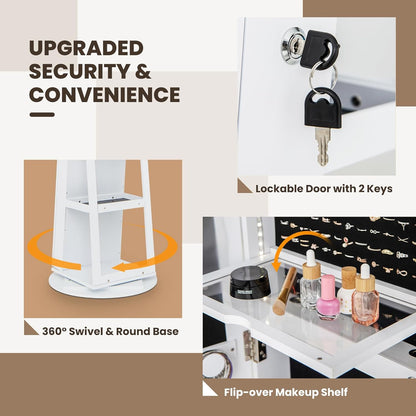 DArmadio portagioie con specchio a figura intera e luci LED regolabili