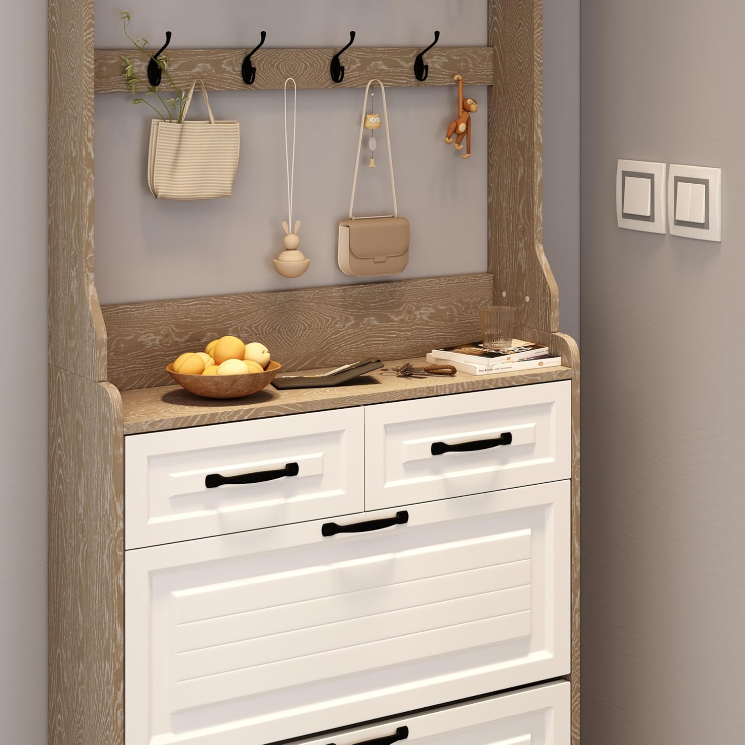 Moderno mobile porta scarpe con 3 cassetti ribaltabili