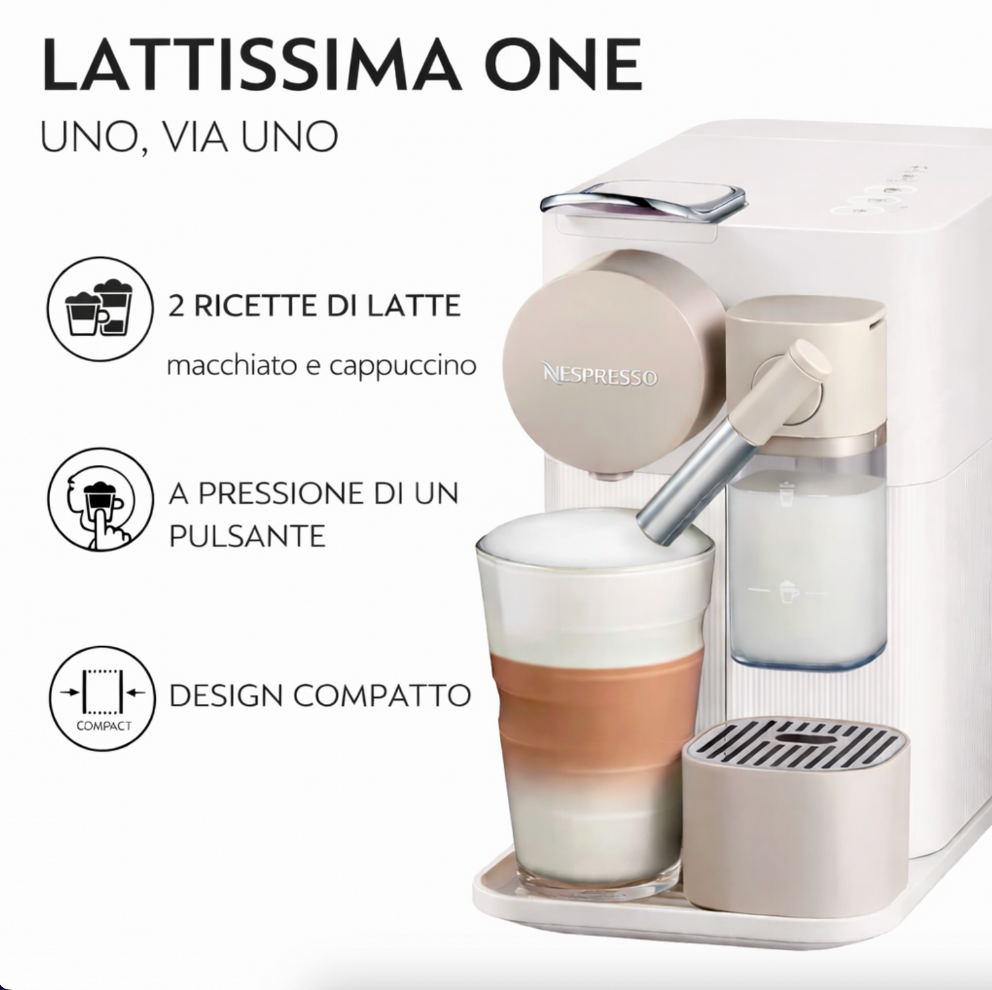 Macchina da Caffè Automatica - De'Longhi Nespresso Lattissima One ☕️🎁  +100 capsule GRATIS