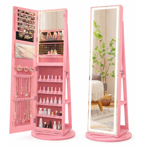 Tedalin -Armadio portagioie con specchio a figura intera e luci LED regolabili